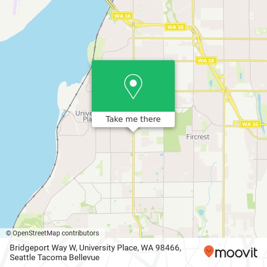 Mapa de Bridgeport Way W, University Place, WA 98466