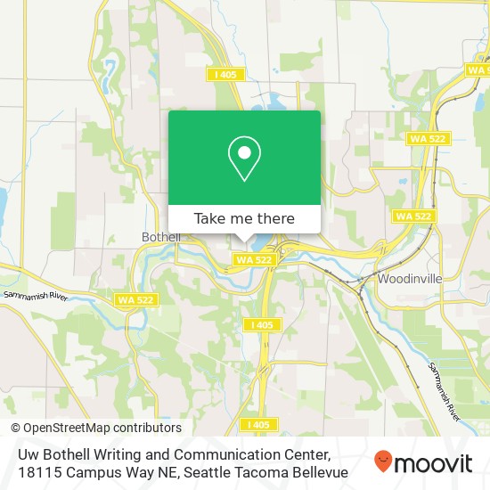 Mapa de Uw Bothell Writing and Communication Center, 18115 Campus Way NE