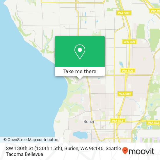 Mapa de SW 130th St (130th 15th), Burien, WA 98146