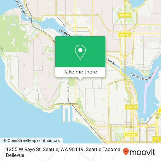Mapa de 1255 W Raye St, Seattle, WA 98119