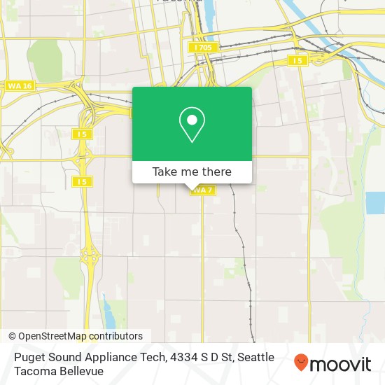 Puget Sound Appliance Tech, 4334 S D St map