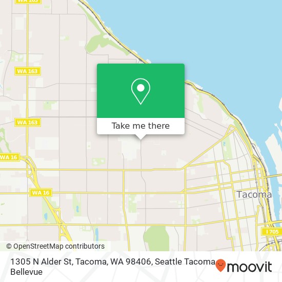 Mapa de 1305 N Alder St, Tacoma, WA 98406