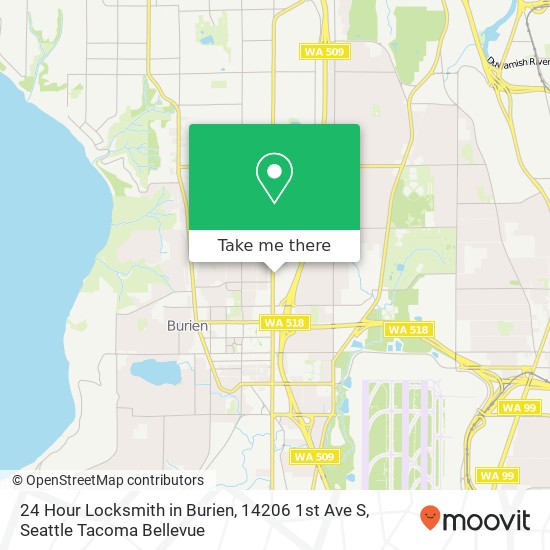 24 Hour Locksmith in Burien, 14206 1st Ave S map