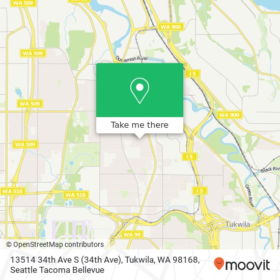 Mapa de 13514 34th Ave S (34th Ave), Tukwila, WA 98168