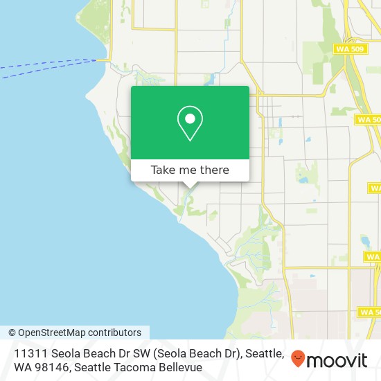 Mapa de 11311 Seola Beach Dr SW (Seola Beach Dr), Seattle, WA 98146