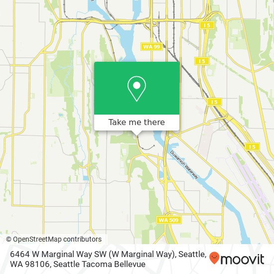 Mapa de 6464 W Marginal Way SW (W Marginal Way), Seattle, WA 98106