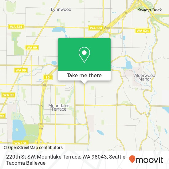 Mapa de 220th St SW, Mountlake Terrace, WA 98043