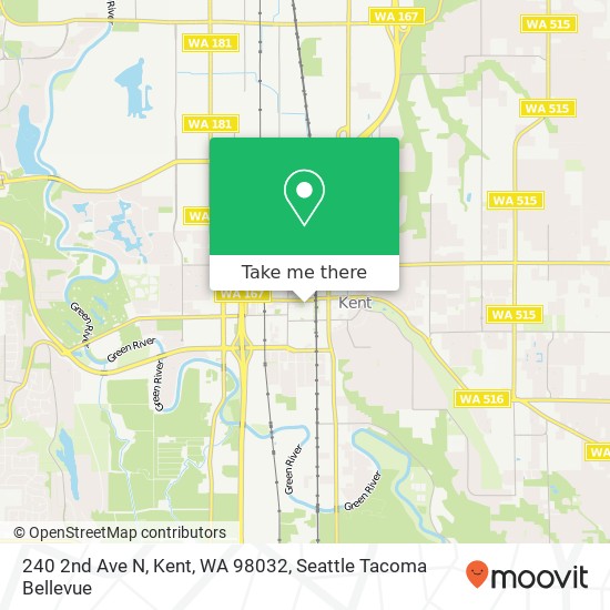 Mapa de 240 2nd Ave N, Kent, WA 98032