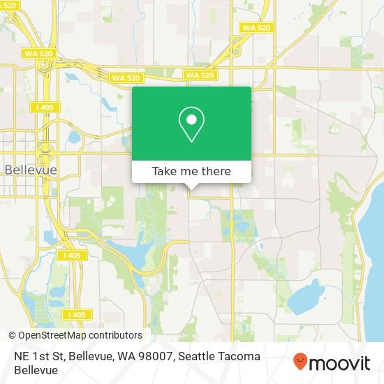 Mapa de NE 1st St, Bellevue, WA 98007