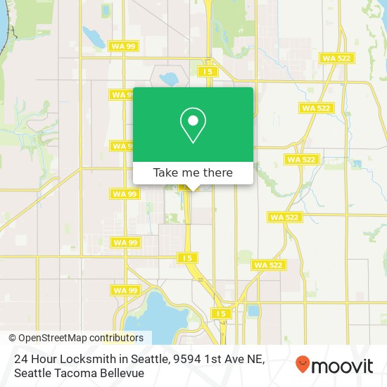Mapa de 24 Hour Locksmith in Seattle, 9594 1st Ave NE