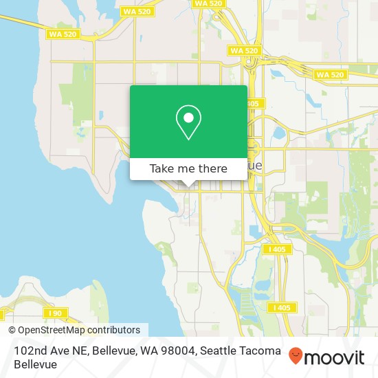Mapa de 102nd Ave NE, Bellevue, WA 98004