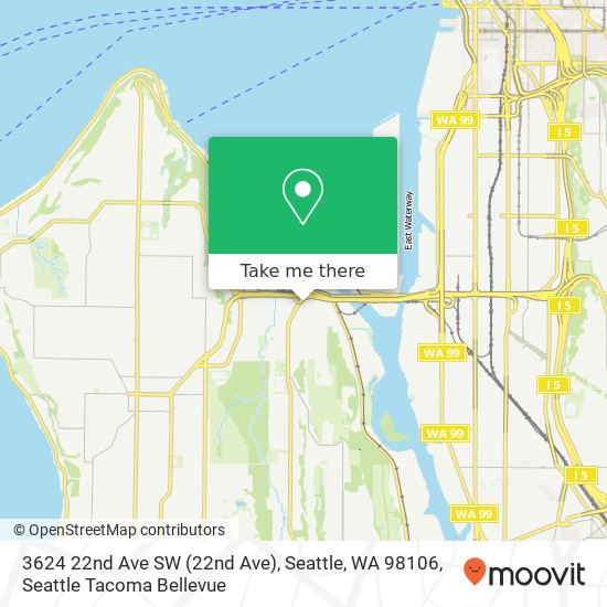 Mapa de 3624 22nd Ave SW (22nd Ave), Seattle, WA 98106