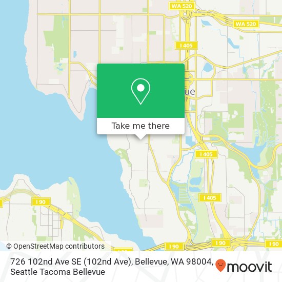 Mapa de 726 102nd Ave SE (102nd Ave), Bellevue, WA 98004