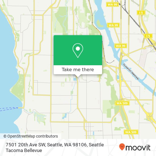 Mapa de 7501 20th Ave SW, Seattle, WA 98106