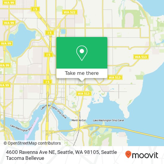 Mapa de 4600 Ravenna Ave NE, Seattle, WA 98105