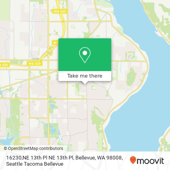 Mapa de 16230,NE 13th Pl NE 13th Pl, Bellevue, WA 98008