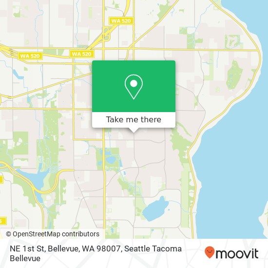 Mapa de NE 1st St, Bellevue, WA 98007