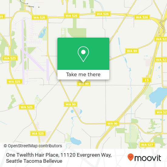 One Twelfth Hair Place, 11120 Evergreen Way map