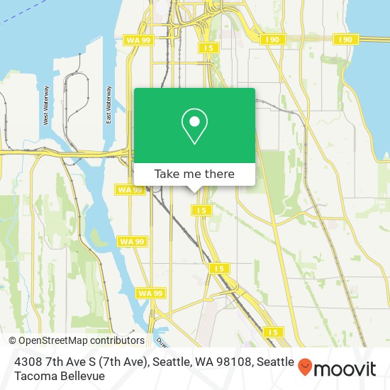 Mapa de 4308 7th Ave S (7th Ave), Seattle, WA 98108