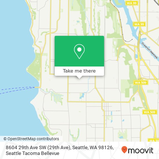 Mapa de 8604 29th Ave SW (29th Ave), Seattle, WA 98126