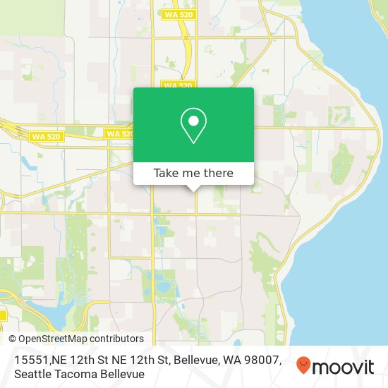 Mapa de 15551,NE 12th St NE 12th St, Bellevue, WA 98007