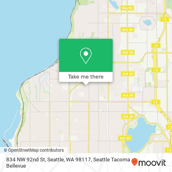 Mapa de 834 NW 92nd St, Seattle, WA 98117