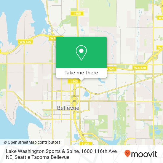 Lake Washington Sports & Spine, 1600 116th Ave NE map