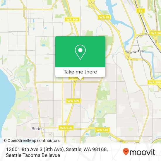 Mapa de 12601 8th Ave S (8th Ave), Seattle, WA 98168