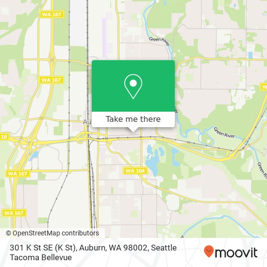 Mapa de 301 K St SE (K St), Auburn, WA 98002