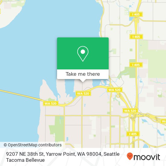 Mapa de 9207 NE 38th St, Yarrow Point, WA 98004