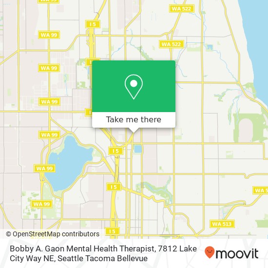 Mapa de Bobby A. Gaon Mental Health Therapist, 7812 Lake City Way NE