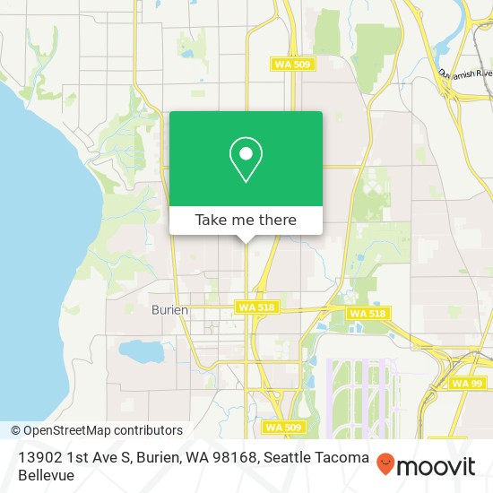 Mapa de 13902 1st Ave S, Burien, WA 98168