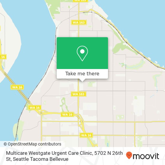 Multicare Westgate Urgent Care Clinic, 5702 N 26th St map