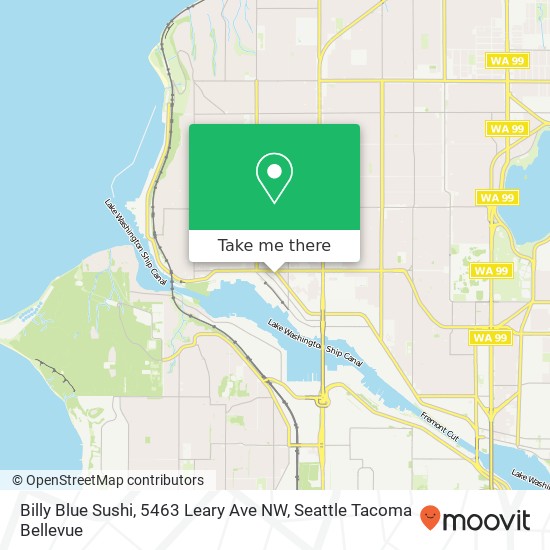 Mapa de Billy Blue Sushi, 5463 Leary Ave NW