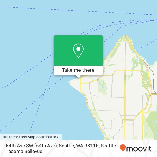 Mapa de 64th Ave SW (64th Ave), Seattle, WA 98116