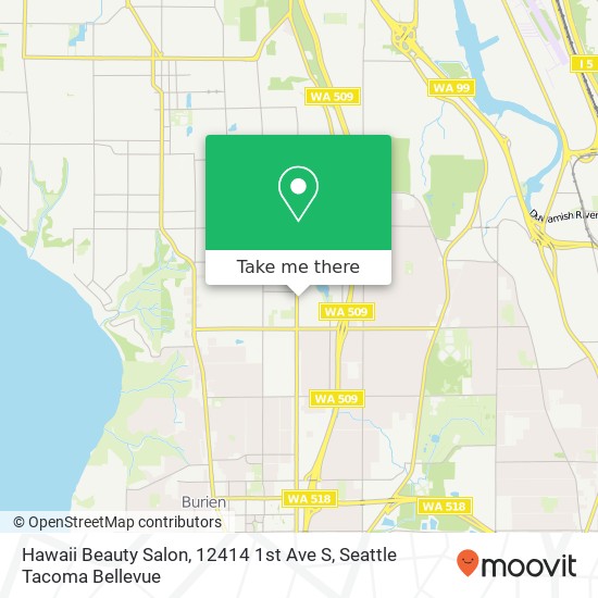 Mapa de Hawaii Beauty Salon, 12414 1st Ave S