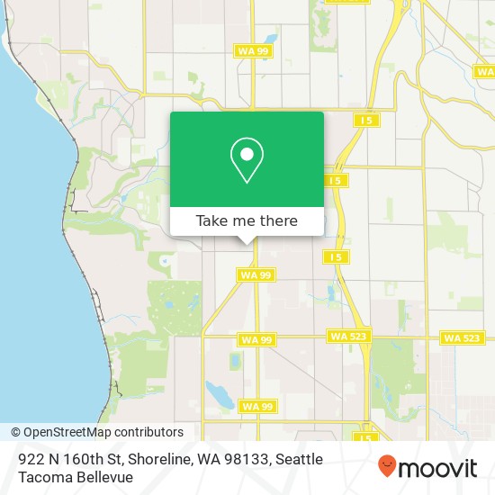 Mapa de 922 N 160th St, Shoreline, WA 98133