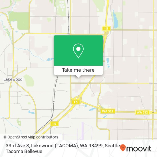 33rd Ave S, Lakewood (TACOMA), WA 98499 map