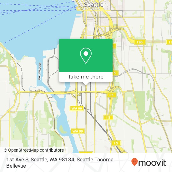 Mapa de 1st Ave S, Seattle, WA 98134