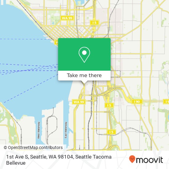 Mapa de 1st Ave S, Seattle, WA 98104