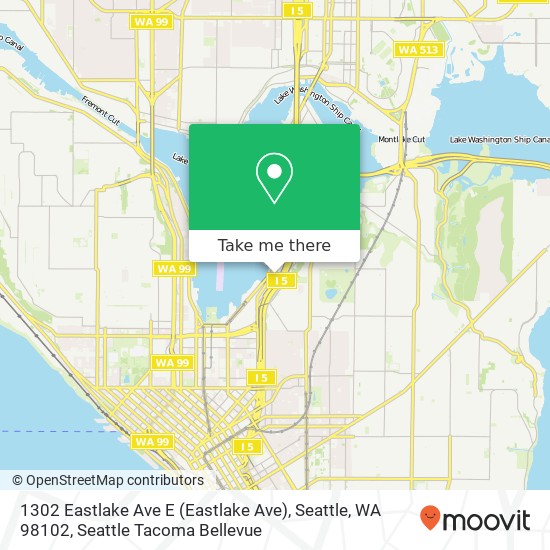 Mapa de 1302 Eastlake Ave E (Eastlake Ave), Seattle, WA 98102