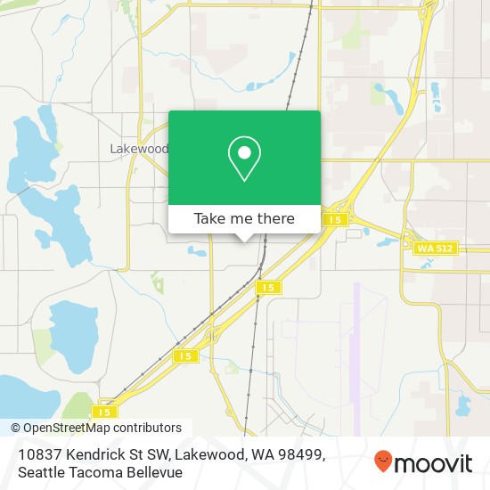 Mapa de 10837 Kendrick St SW, Lakewood, WA 98499