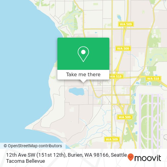 Mapa de 12th Ave SW (151st 12th), Burien, WA 98166