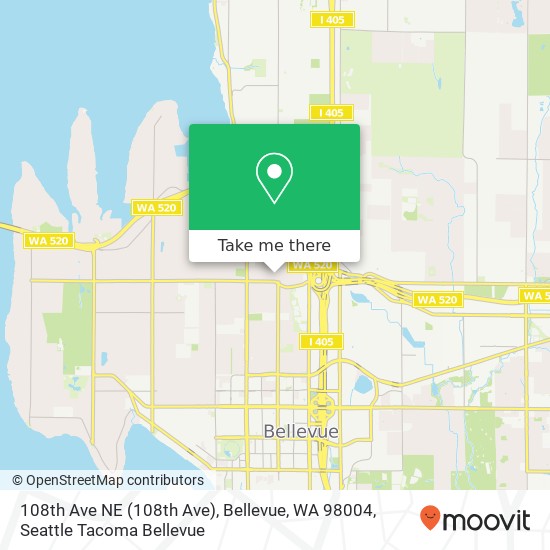 Mapa de 108th Ave NE (108th Ave), Bellevue, WA 98004