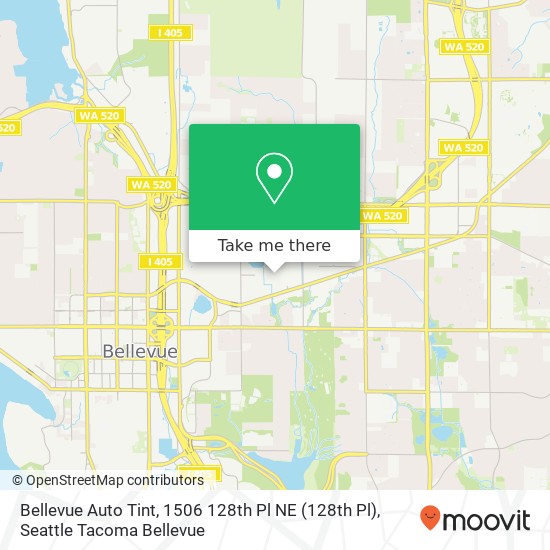 Mapa de Bellevue Auto Tint, 1506 128th Pl NE