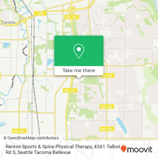 Renton Sports & Spine Physical Therapy, 4361 Talbot Rd S map