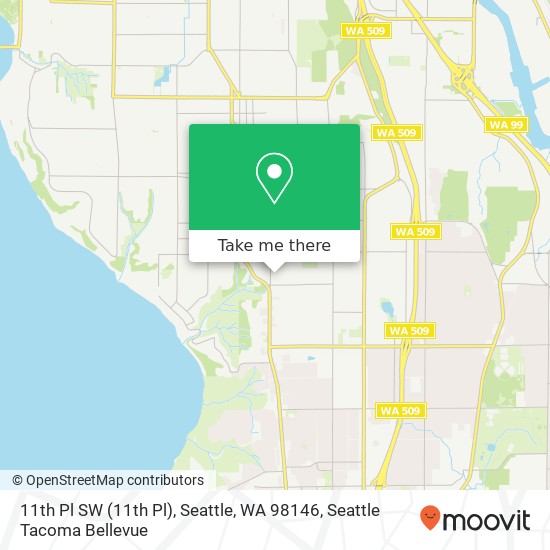 Mapa de 11th Pl SW (11th Pl), Seattle, WA 98146