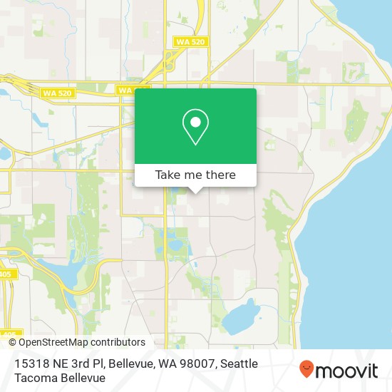 Mapa de 15318 NE 3rd Pl, Bellevue, WA 98007