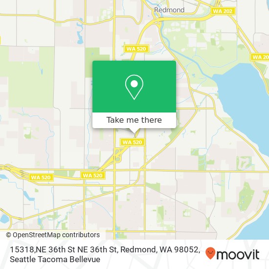 Mapa de 15318,NE 36th St NE 36th St, Redmond, WA 98052