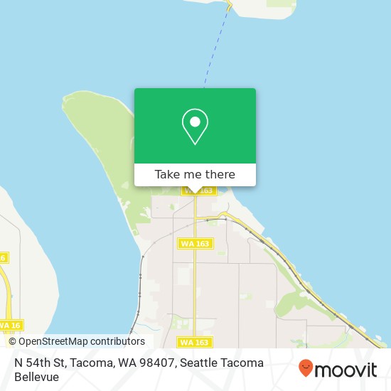Mapa de N 54th St, Tacoma, WA 98407